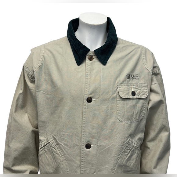 Vintage Black & Decker Embroidered Logo Tan Denim Utility Winter Chore Jacket LG - Picture 7 of 15